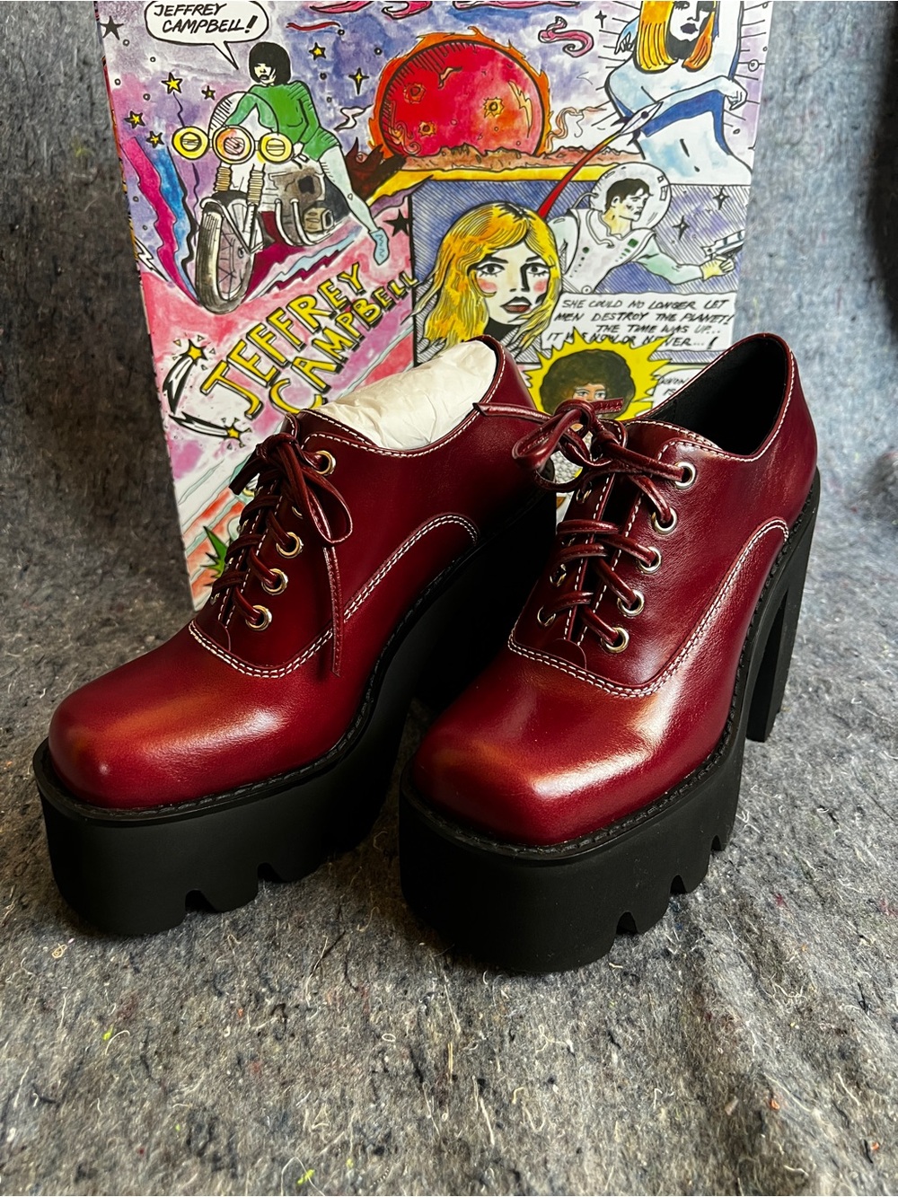 Jeffrey Campbell “Viking Lo” Women's Platform Derby in Burgundy